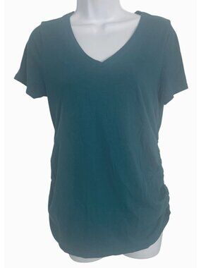 Isabel Maternity By Ingrid & Isabel Womens Teal V-Neck Short Sleeve T-Shirt Size
